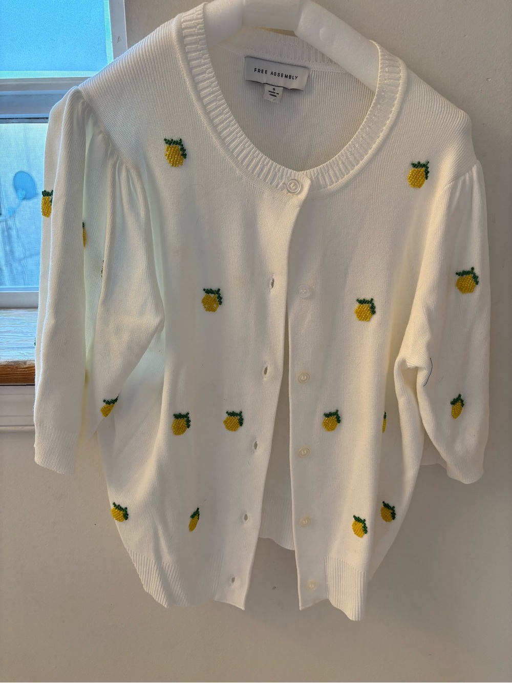 Free Assembly Beaded Lemon Cadigan S
